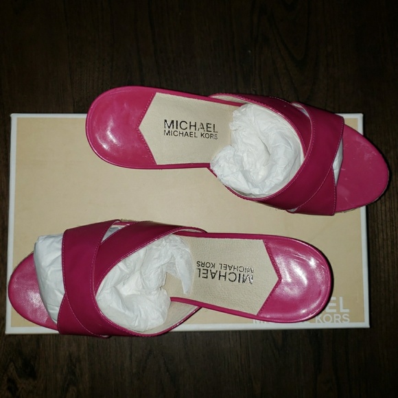 New Michael Kors Kami Lacquer Pink Espadrille Mule - Picture 3 of 8